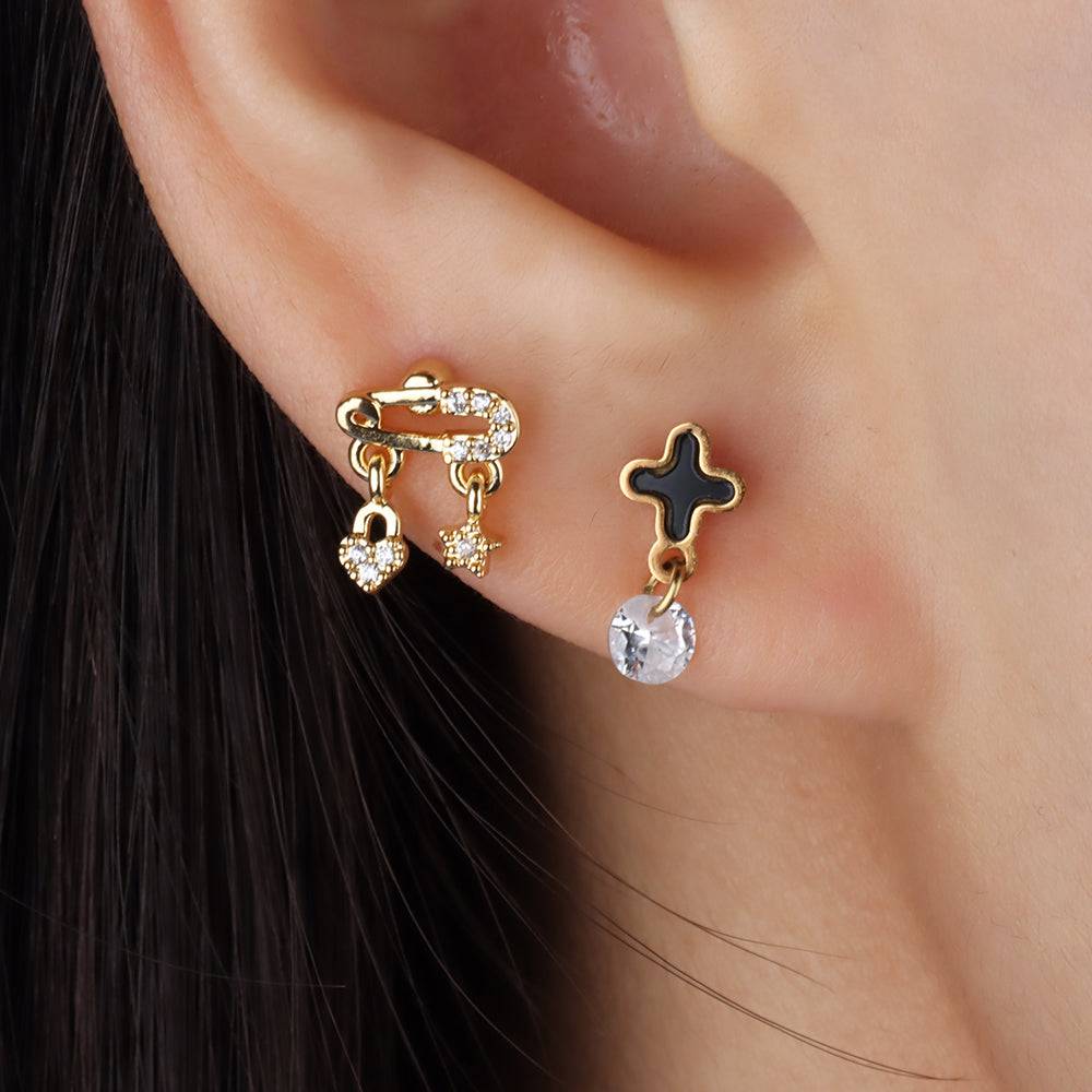 Cross Drop Stud - OhmoJewelry