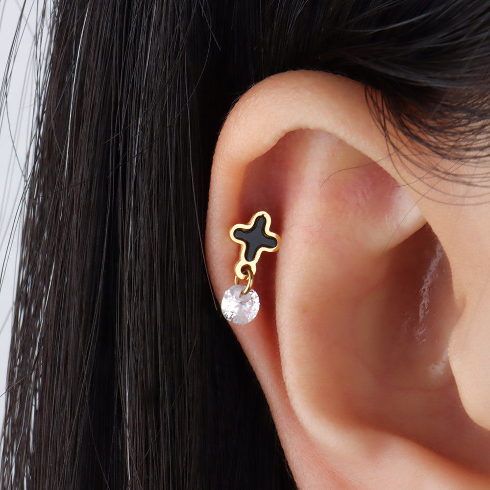 Cross Drop Stud - OhmoJewelry