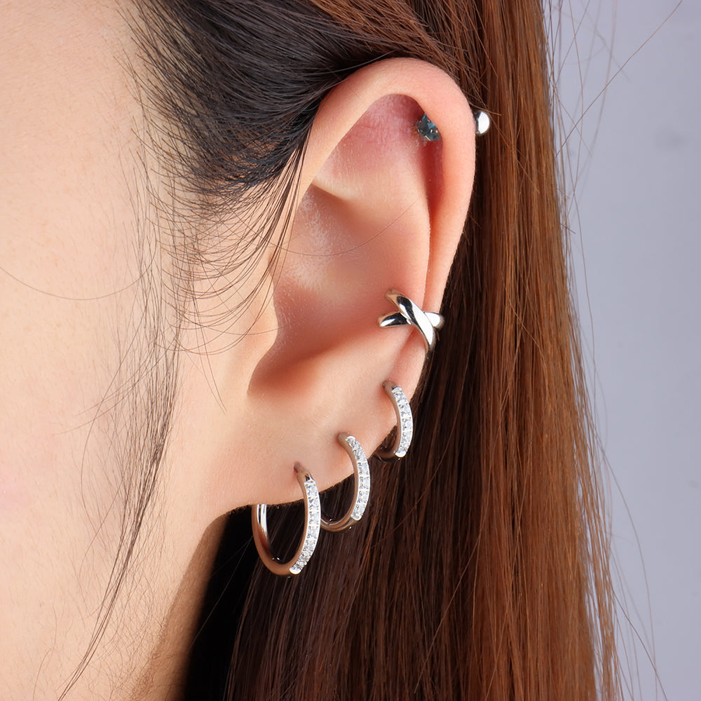 Cross Ear Cuff - Stainless Steel - Oumo Jewelry