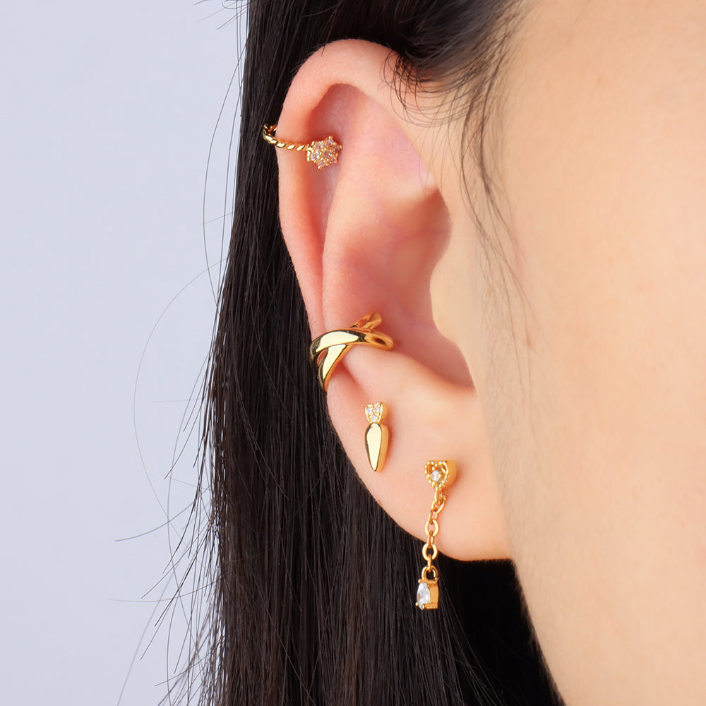 Cross Ear Cuff - Stainless Steel - Oumo Jewelry