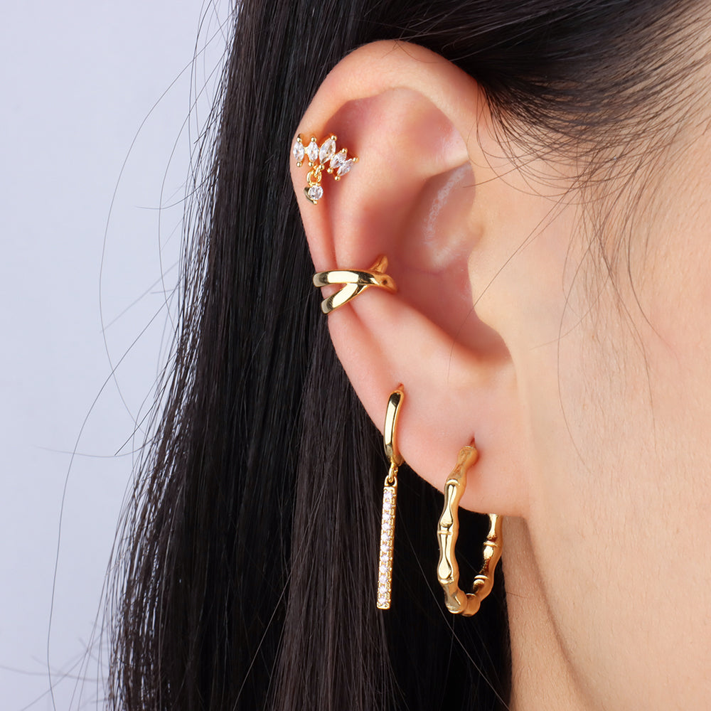 Cross Ear Cuff - Stainless Steel - Oumo Jewelry