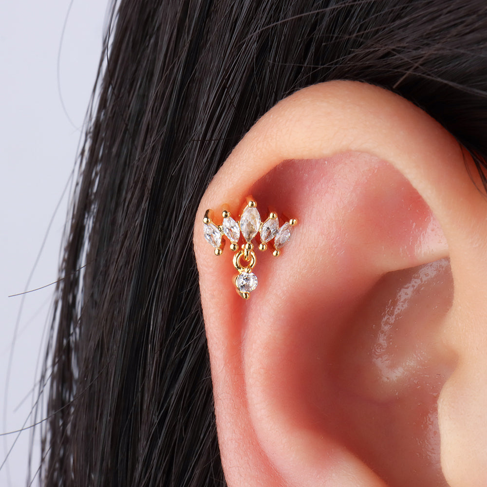 Crown Drop Stud - OhmoJewelry