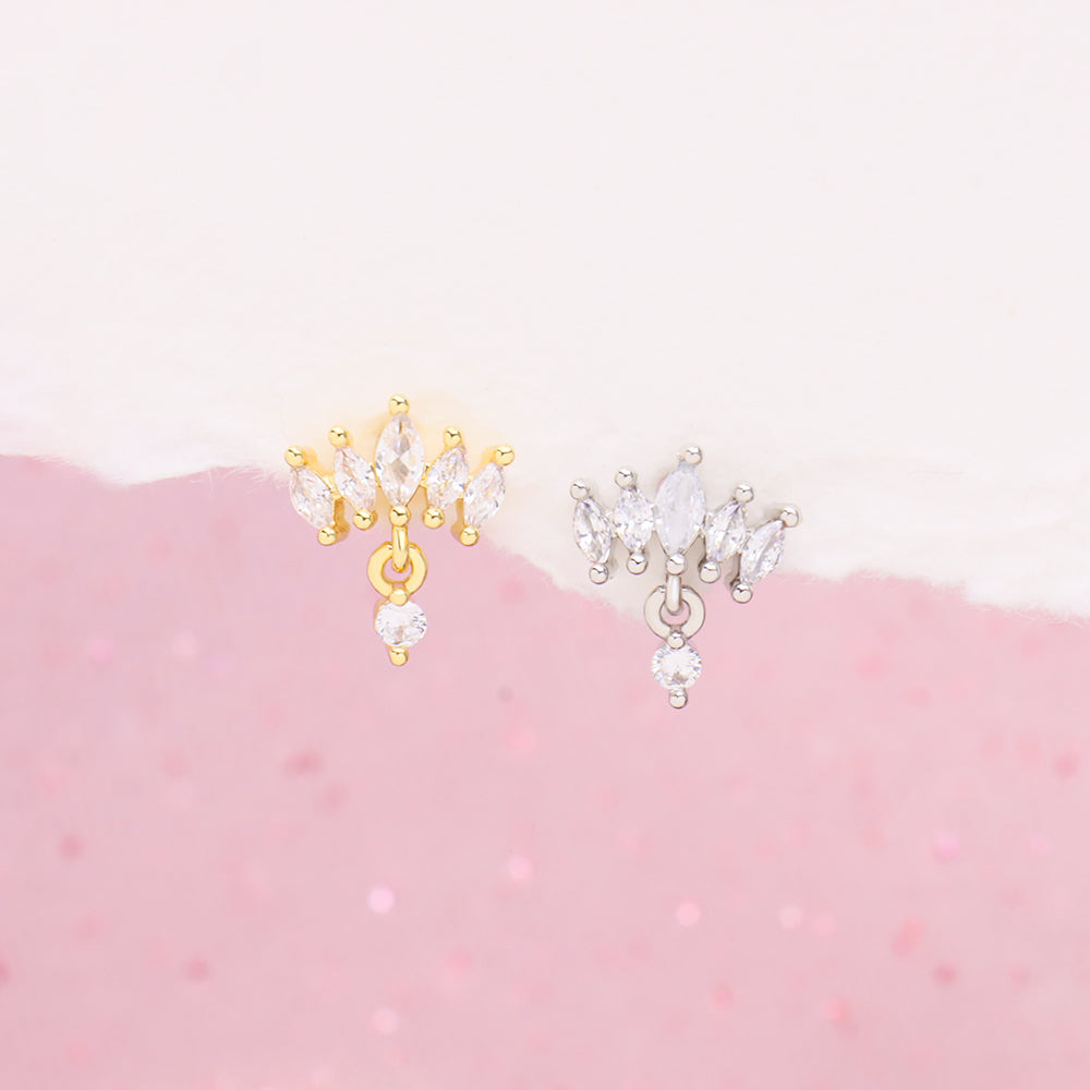 Crown Drop Stud - OhmoJewelry