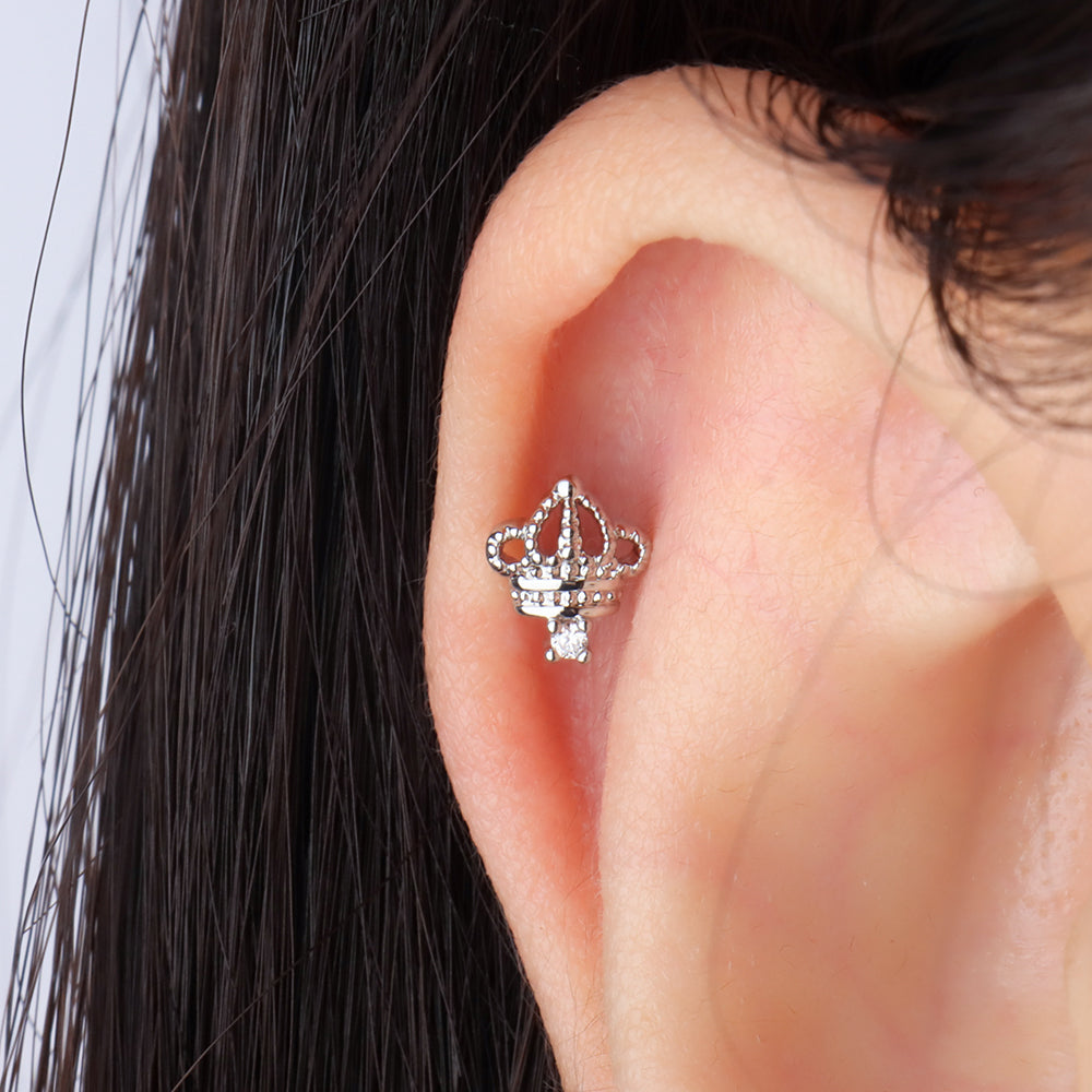 Crown Stud - Stainless Steel - Upper Lobe, Helix - Oumo Jewelry