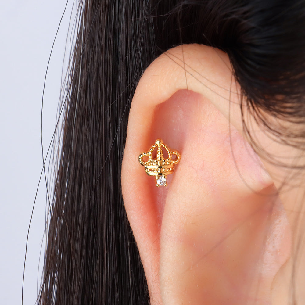 Crown Stud - Stainless Steel - Upper Lobe, Helix - Oumo Jewelry