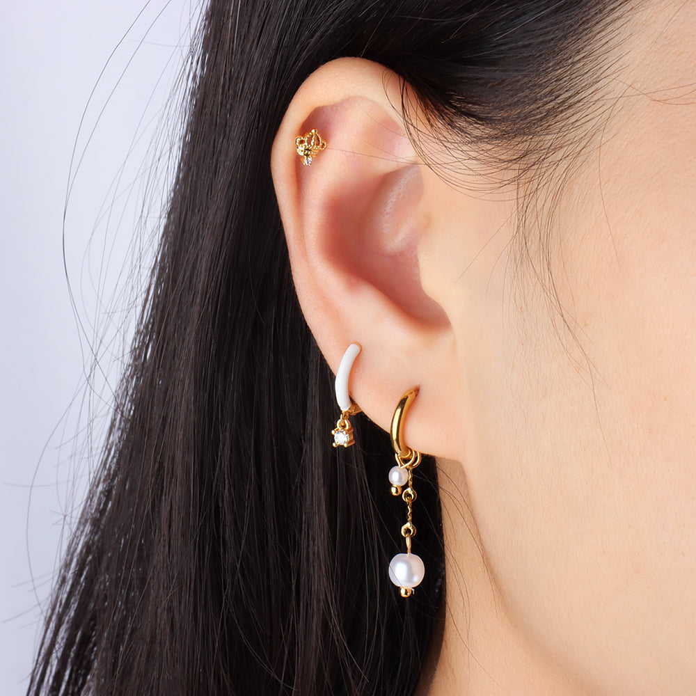 Crown Stud - Stainless Steel - Upper Lobe, Helix - Oumo Jewelry