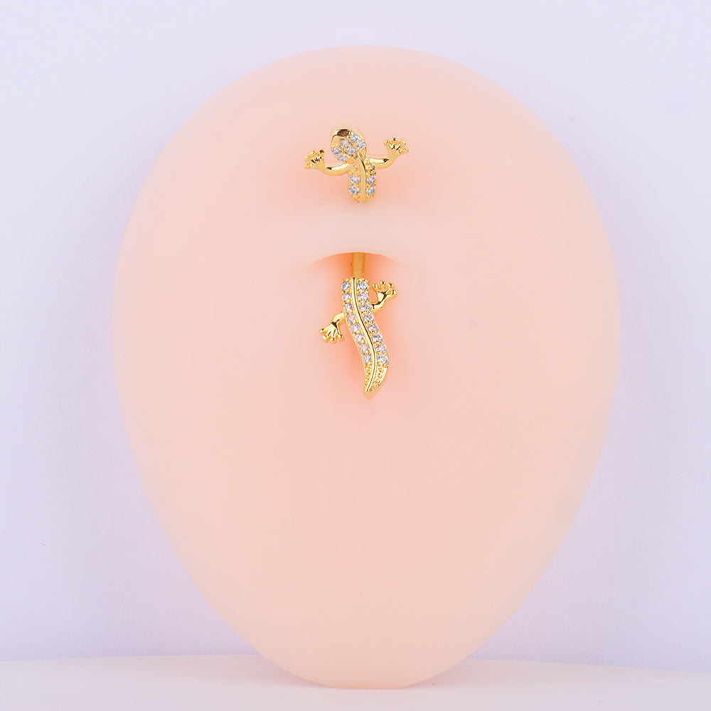 Cute Gecko Belly Ring - Stainless Steel - Navel - Oumo Jewelry