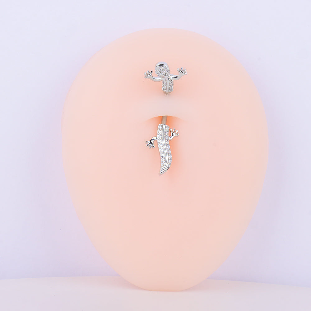 Cute Gecko Belly Ring - Stainless Steel - Navel - Oumo Jewelry