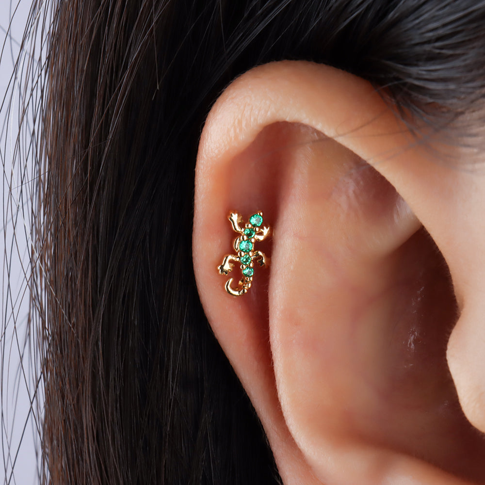 Cute Gecko Stud - Stainless Steel - Upper Lobe, Helix - Oumo Jewelry