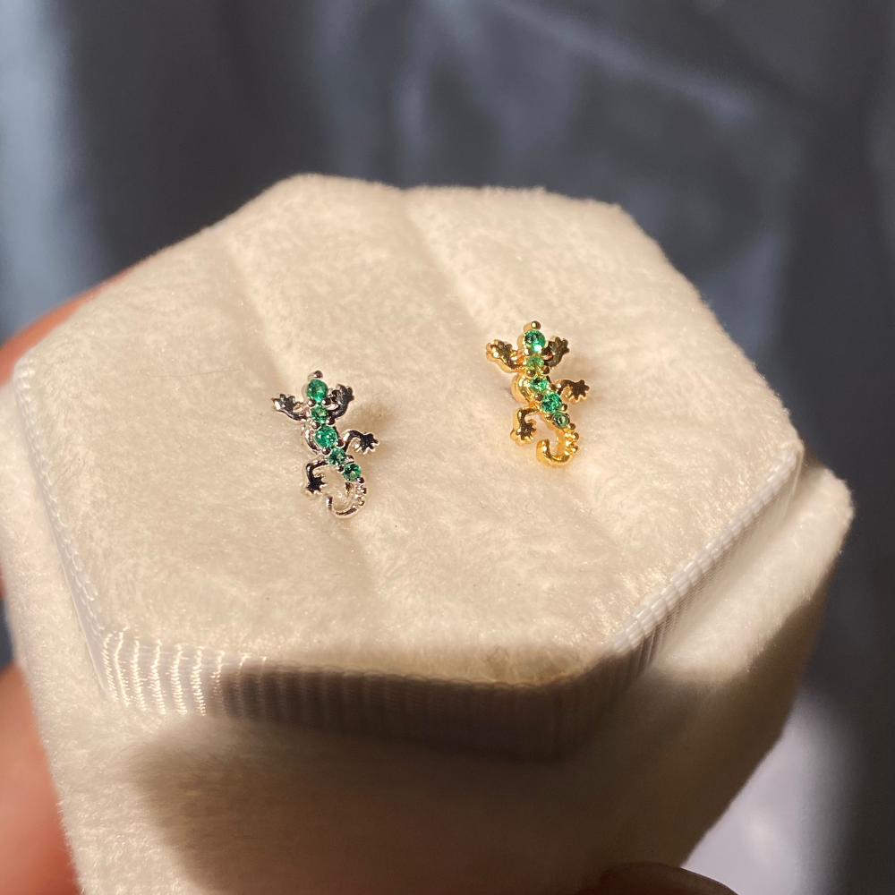 Cute Gecko Stud - Stainless Steel - Upper Lobe, Helix - Oumo Jewelry