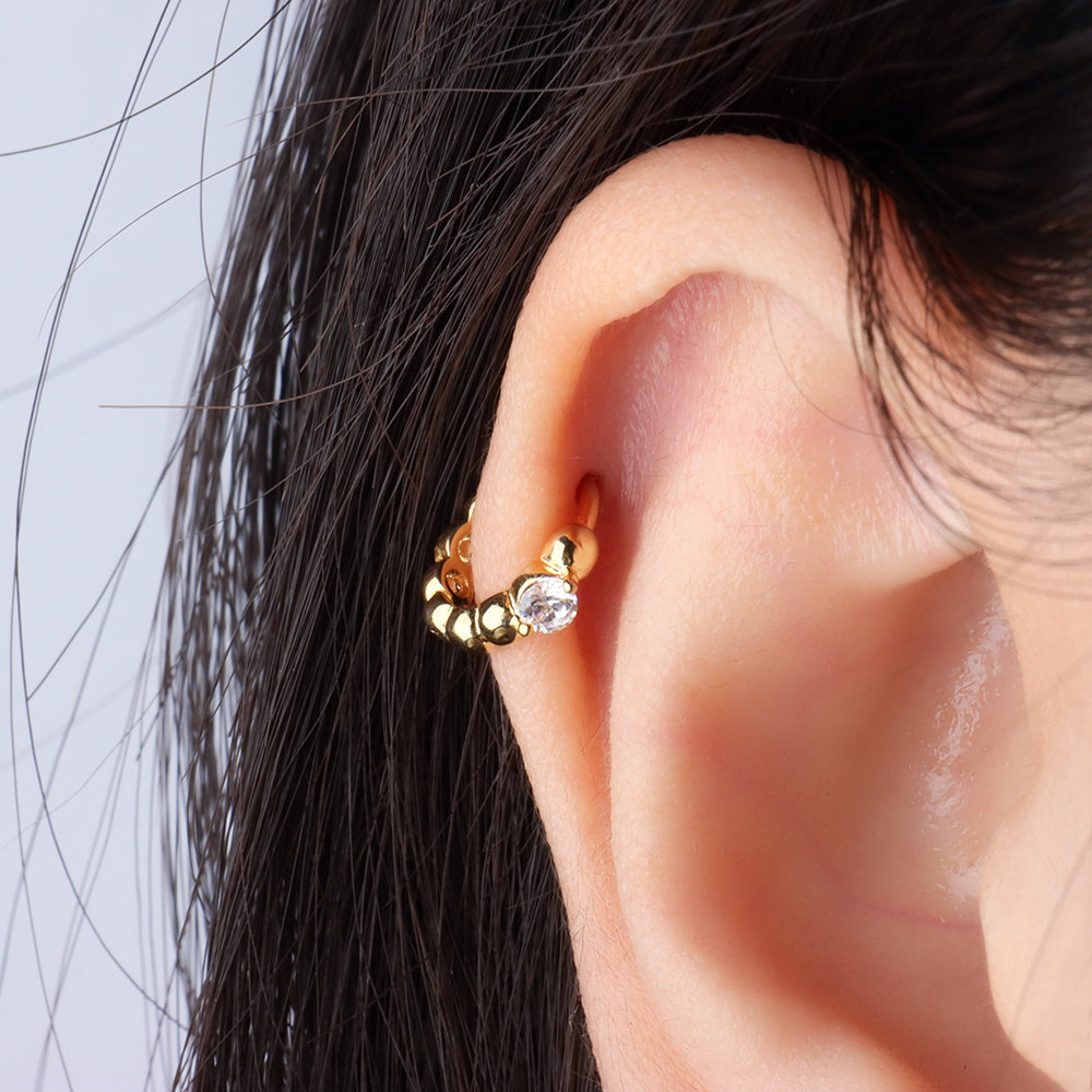 Cute Gem Helix Hoop - Stainless Steel - Helix - Oumo Jewelry