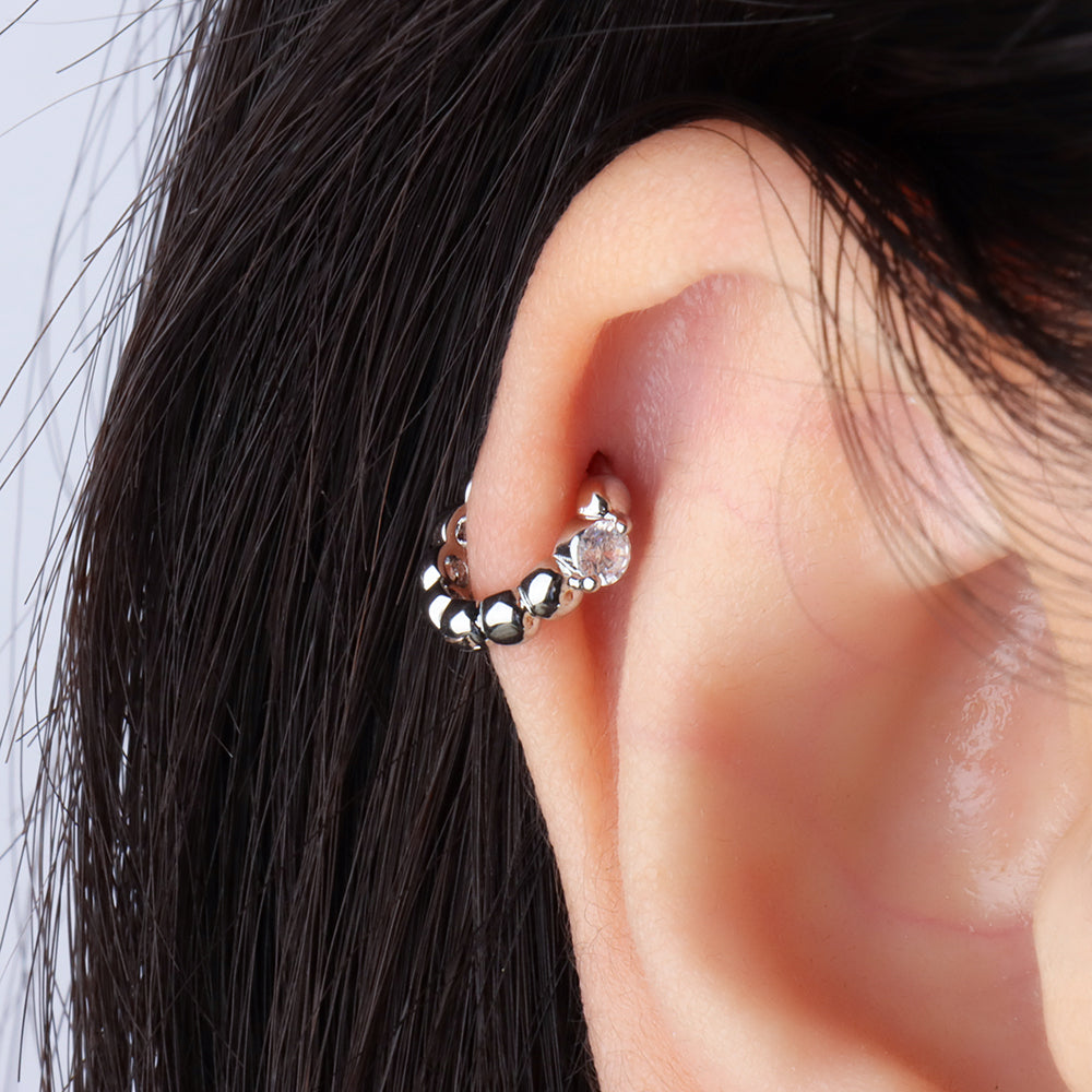 Cute Gem Helix Hoop - Stainless Steel - Helix - Oumo Jewelry