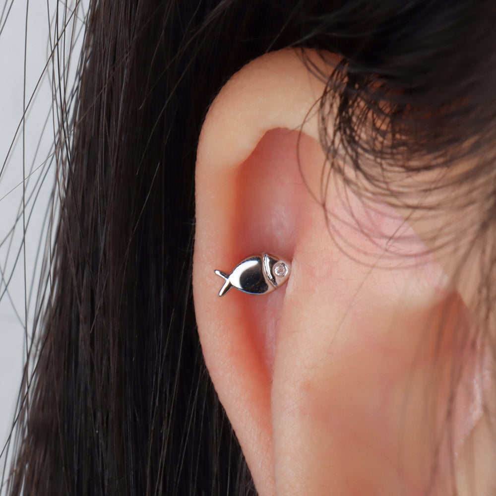 Dainty Fish Stud - OhmoJewelry