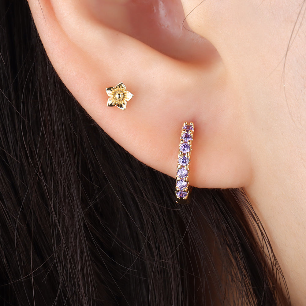 Dainty Flower Stud - Stainless Steel - Upper Lobe, Helix, Flat - Oumo Jewelry
