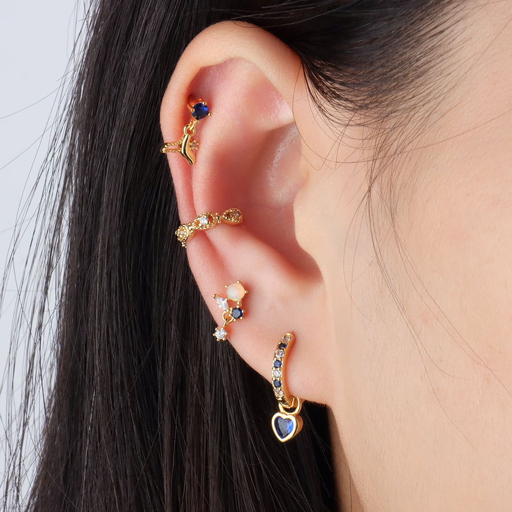 Delicate Opal Flatback Drop - Stainless Steel - Helix, Upper Lobe, Flat - Oumo Jewelry