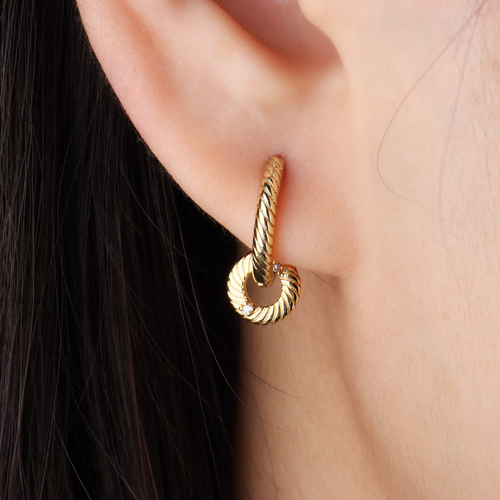 Donut Hoop Earrings - Brass - Oumo Jewelry
