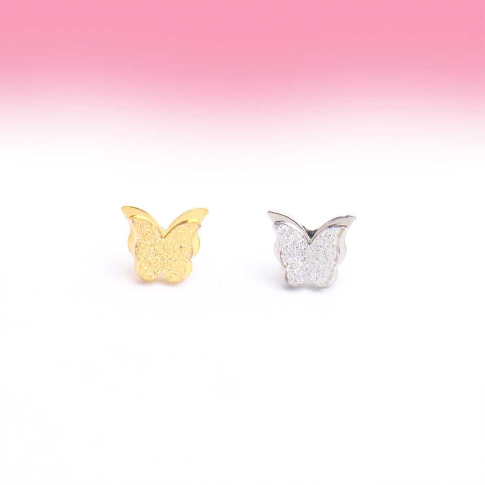 Double Butterfly Stud - Stainless Steel - Upper Lobe, Helix - Oumo Jewelry