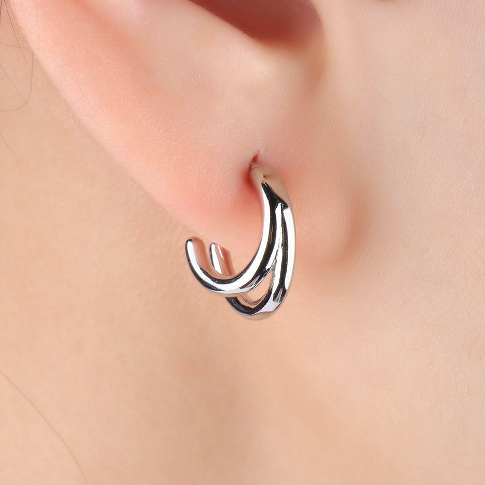 Double Layer Half Huggie - Brass - Oumo Jewelry