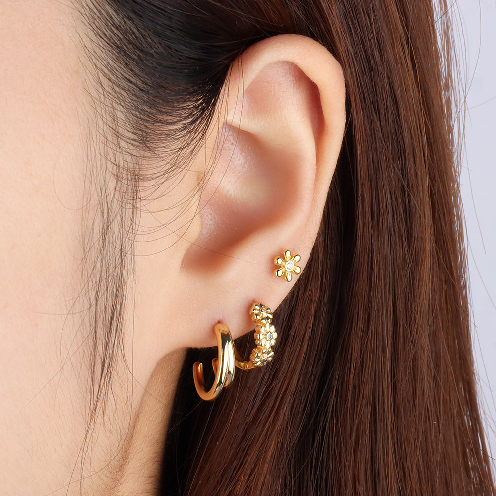 Double Layer Half Huggie - Brass - Oumo Jewelry