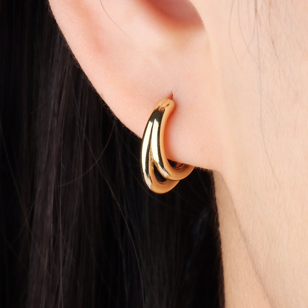 Double Layer Half Huggie - Brass - Oumo Jewelry