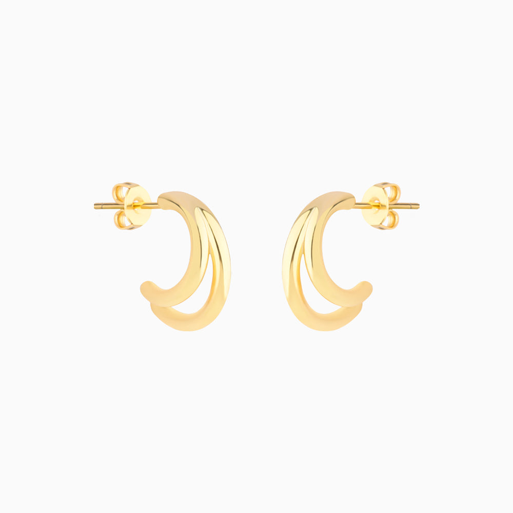 Double Layer Half Huggie - Brass - Oumo Jewelry
