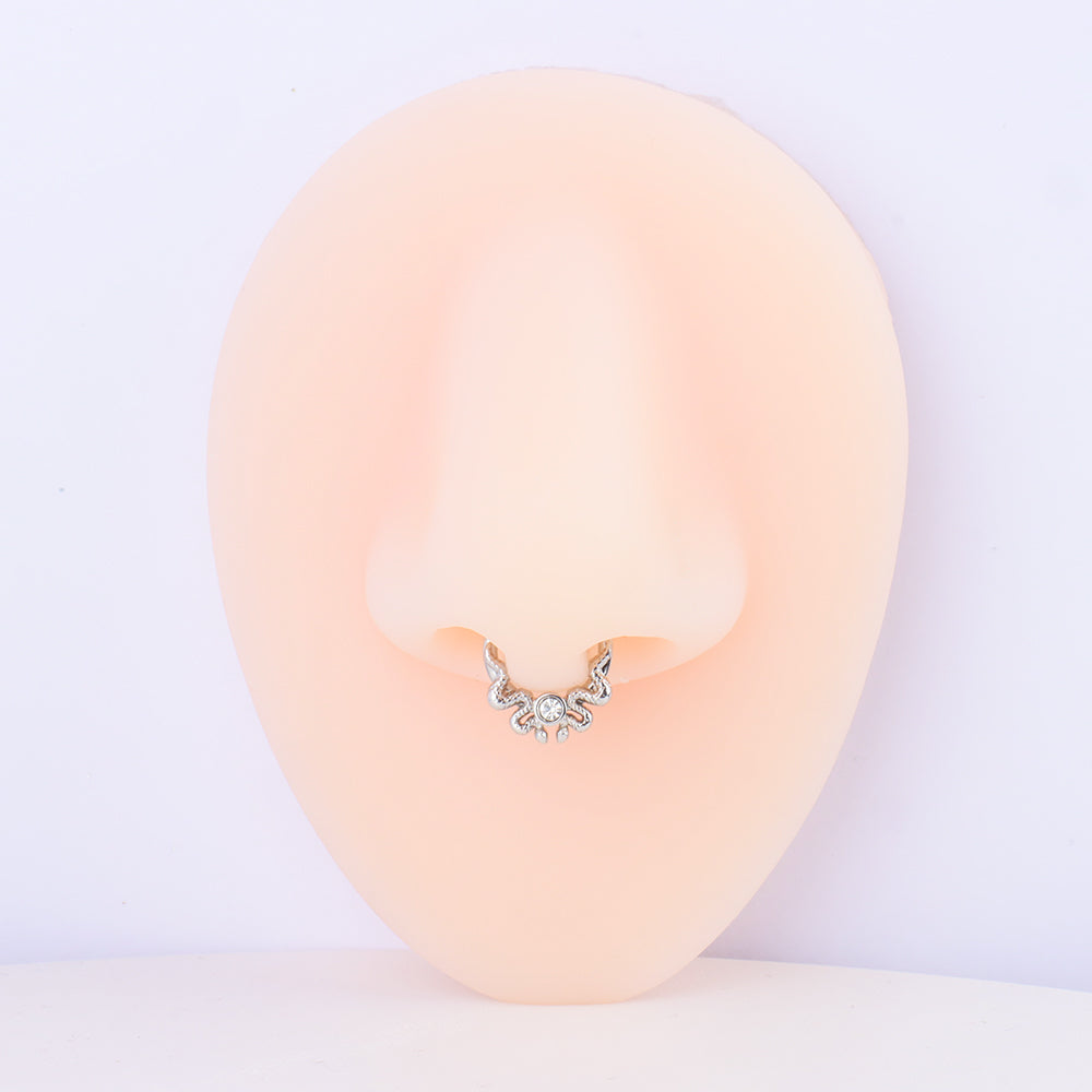 Double Snake Clicker Hoop - Stainless Steel - Daith, Septum - Oumo Jewelry