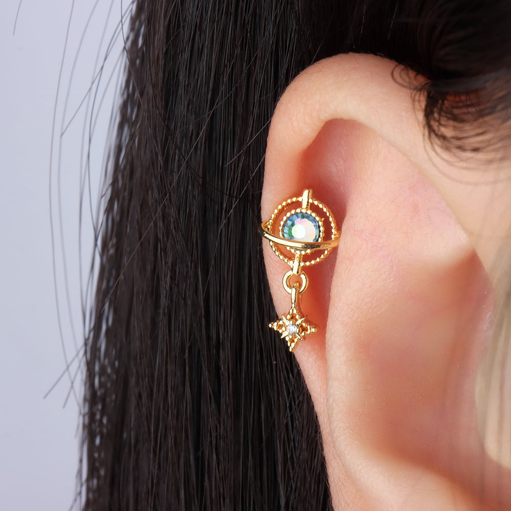 Dream Planet Drop - Stainless Steel - Upper Lobe, Flat - Oumo Jewelry