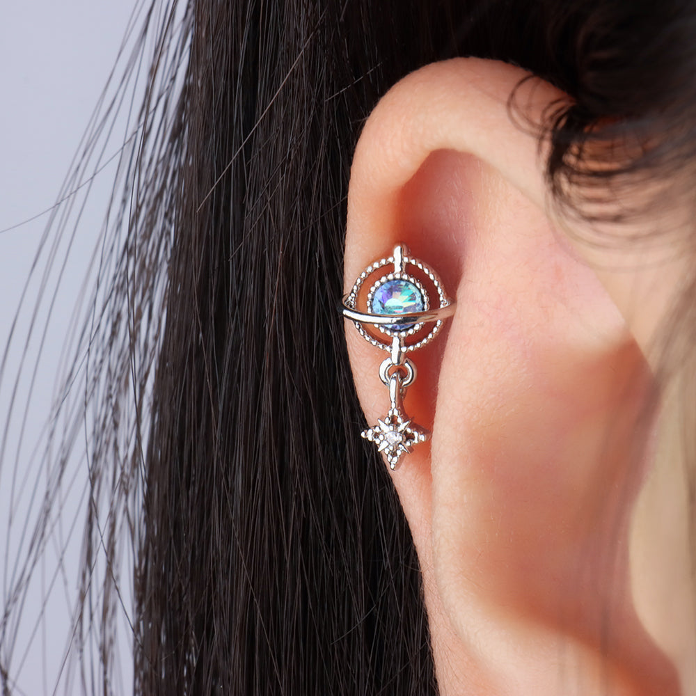 Dream Planet Drop - Stainless Steel - Upper Lobe, Flat - Oumo Jewelry