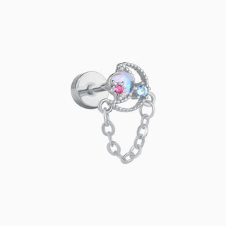 Dreamy Crescent Chain Stud - OhmoJewelry