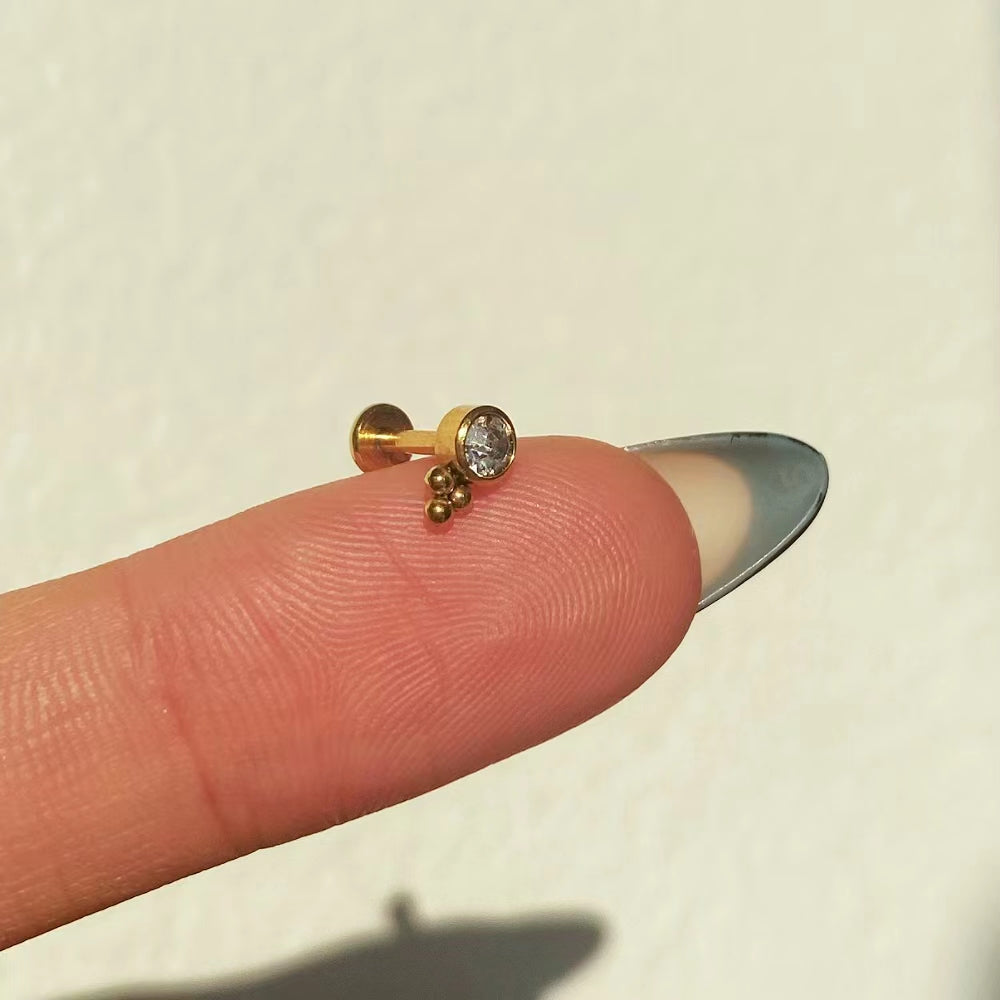 Dreamy Flatback Stud - Stainless Steel - Helix, Upper Lobe, Conch - Oumo Jewelry