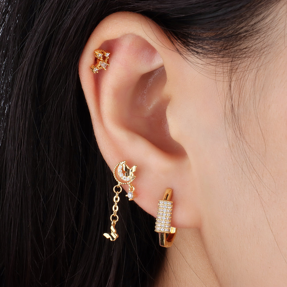 Lock Hoop Earrings - Brass - Oumo Jewelry
