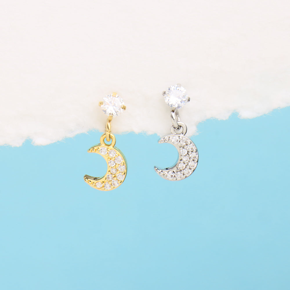 Enchanting Moon Drop - Stainless Steel - Flat, Upper Lobe - Oumo Jewelry