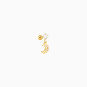 Enchanting Moon Drop - Stainless Steel - Flat, Upper Lobe - Oumo Jewelry