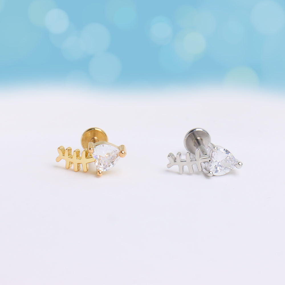 Fish Bone Stud - OhmoJewelry