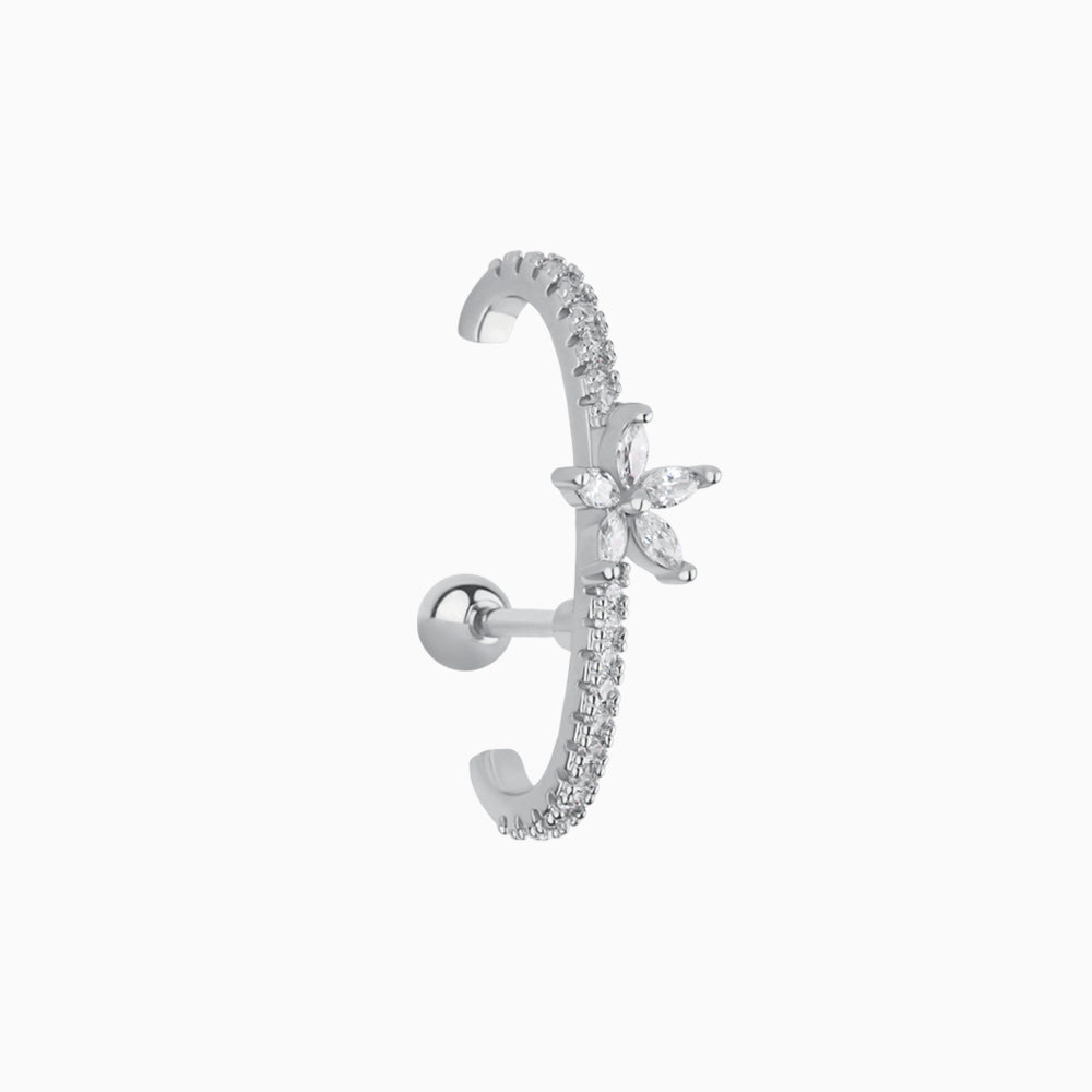 Flower Half Circle Stud - Stainless Steel - Upper Lobe - Oumo Jewelry