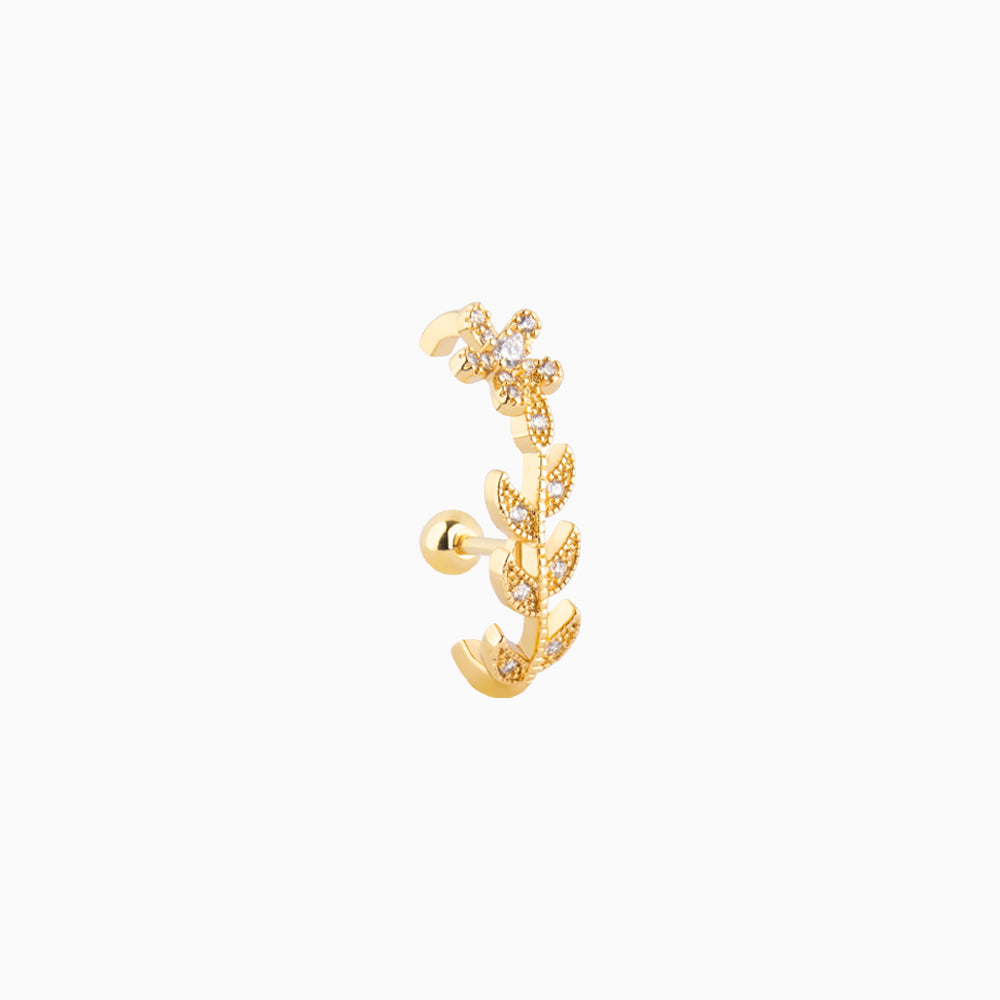 Flower Half Huggie Stud - Stainless Steel - Upper Lobe - Oumo Jewelry