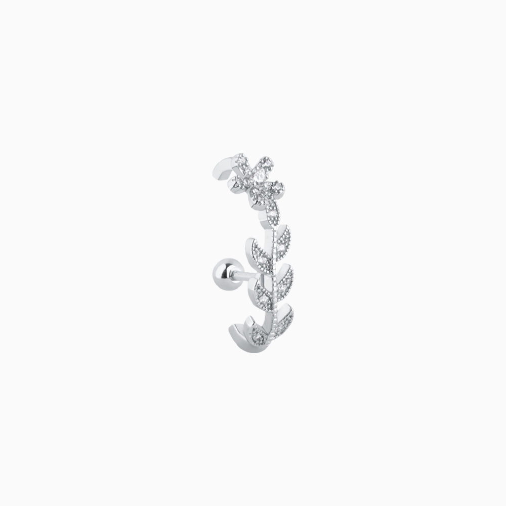 Flower Half Huggie Stud - Stainless Steel - Upper Lobe - Oumo Jewelry