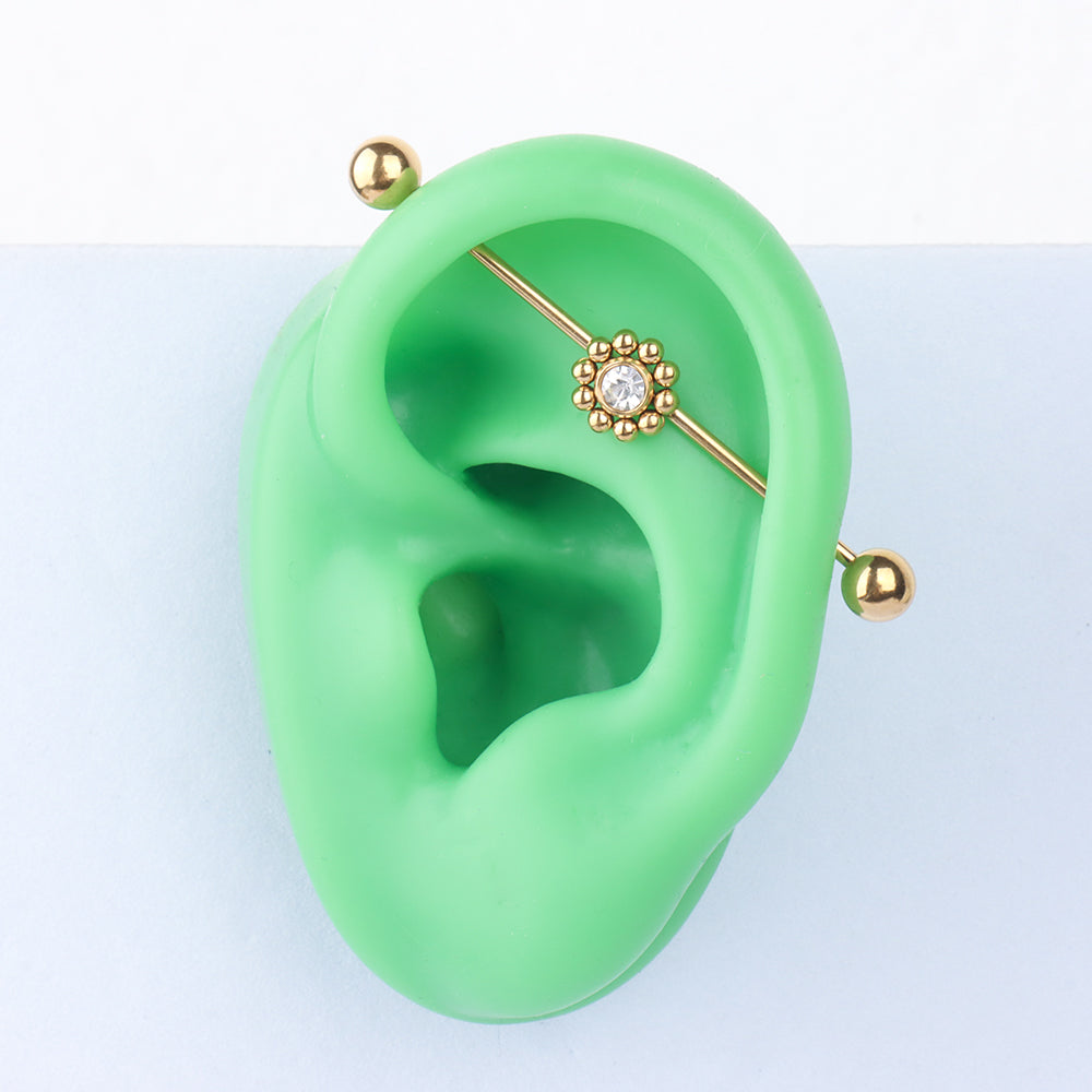 Flower Industrial Barbell - Stainless Steel - Industrial - Oumo Jewelry