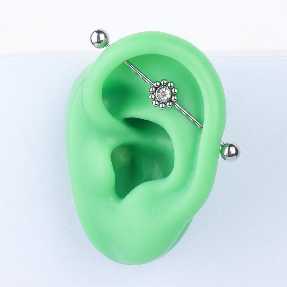 Flower Industrial Barbell - Stainless Steel - Industrial - Oumo Jewelry