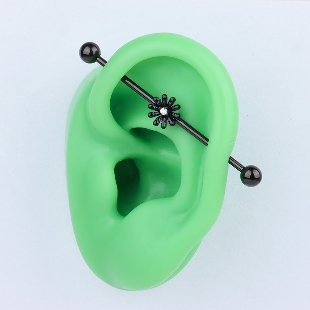 Flower Industrial Barbell - Stainless Steel - Industrial - Oumo Jewelry