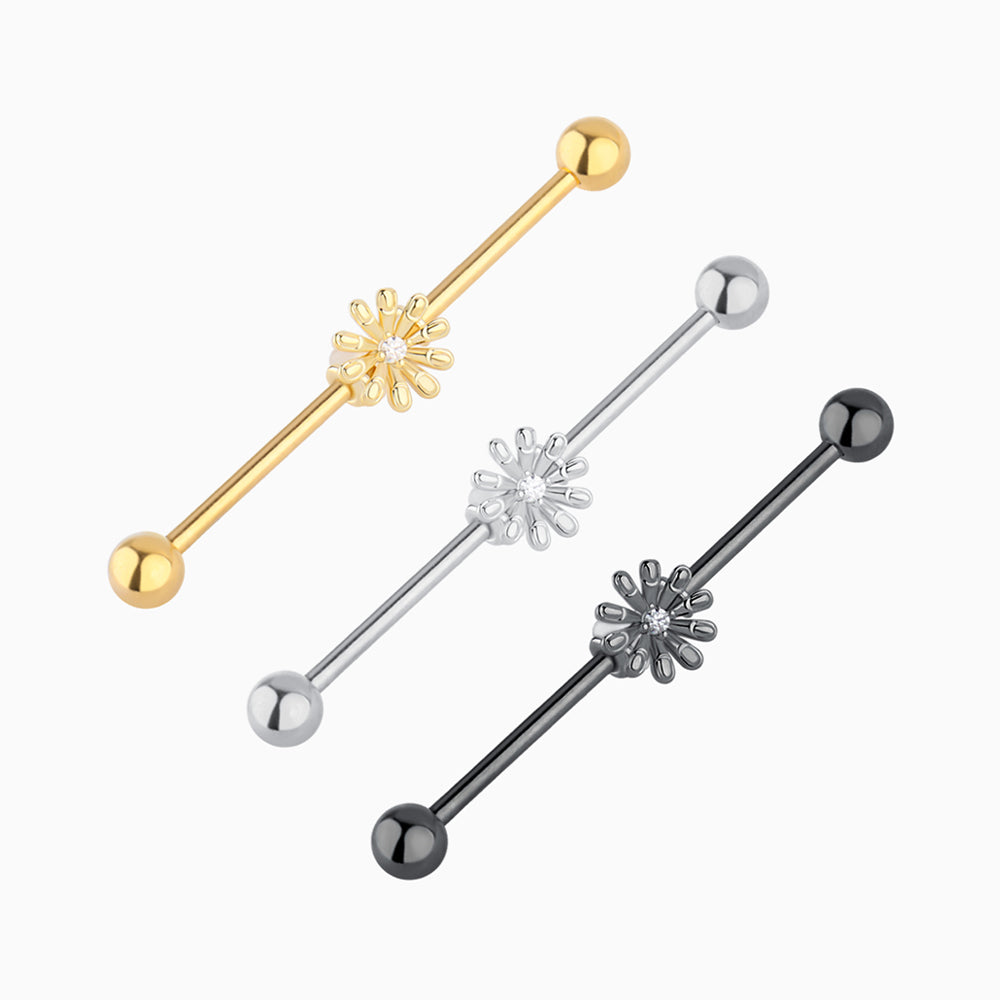 Flower Industrial Barbell - Stainless Steel - Industrial - Oumo Jewelry