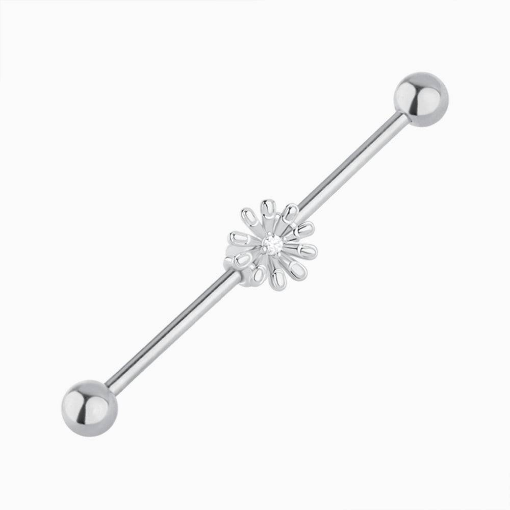 Flower Industrial Barbell - Stainless Steel - Industrial - Oumo Jewelry