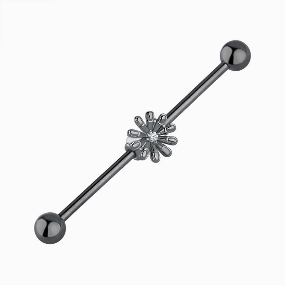 Flower Industrial Barbell - Stainless Steel - Industrial - Oumo Jewelry