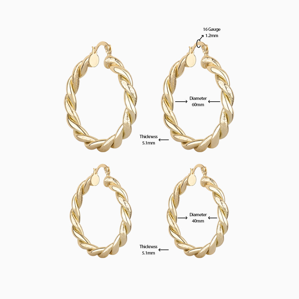 Frosted Twist Hoops - OhmoJewelry