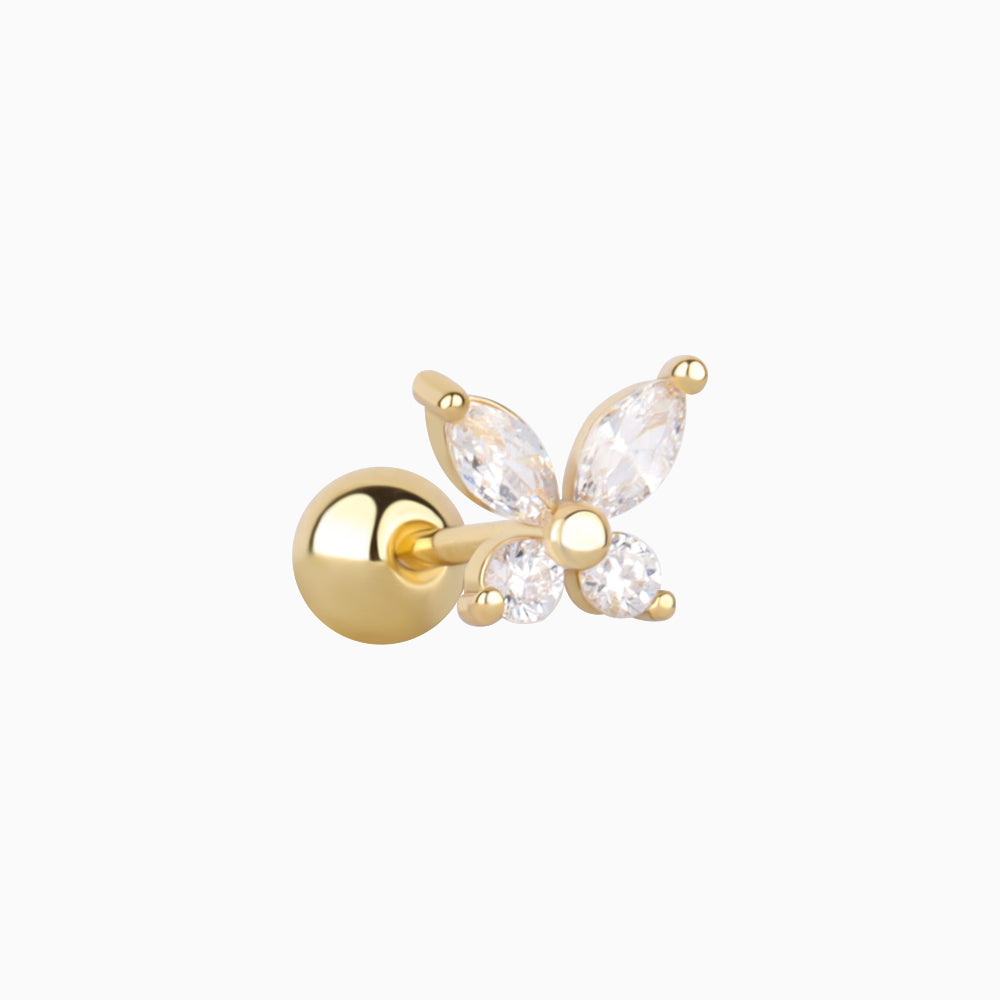 Gems Butterfly Stud - Stainless Steel - Upper Lobe, Helix - Oumo Jewelry