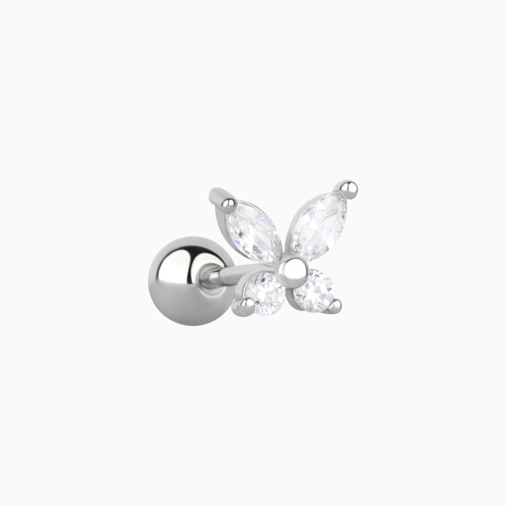 Gems Butterfly Stud - Stainless Steel - Upper Lobe, Helix - Oumo Jewelry