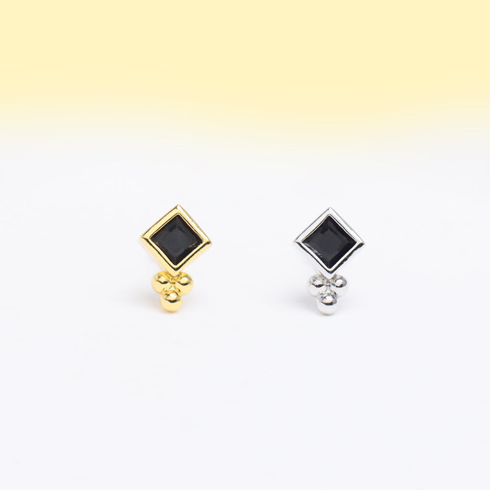 Geometric Rhombus Shape Stud - Stainless Steel - Upper Lobe, Helix, Flat - Oumo Jewelry