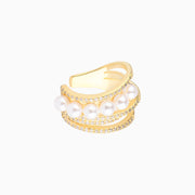 Glam Pearl Ear Cuff - Brass - Oumo Jewelry