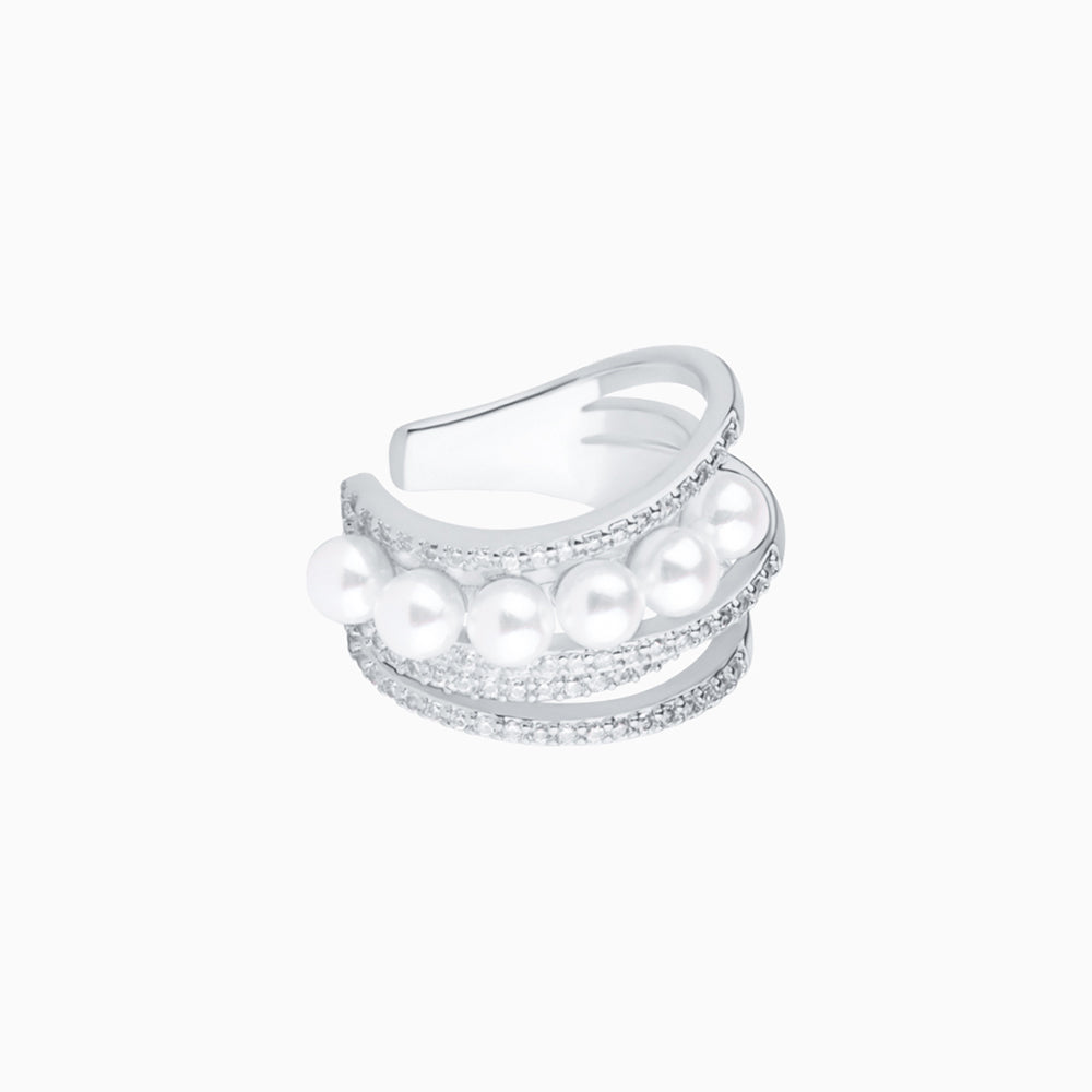 Glam Pearl Ear Cuff - Brass - Oumo Jewelry