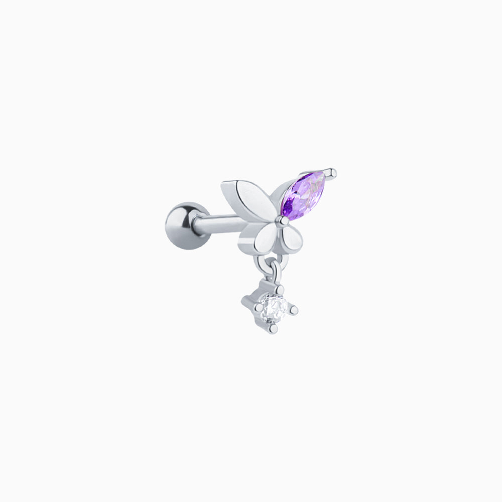 Glamor Purple Butterfly Drop - Stainless Steel - Upper Lobe - Oumo Jewelry